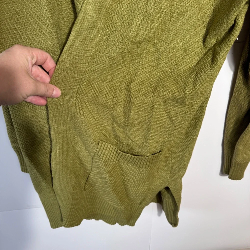 MEROKEETY Cardigan Sweater Womens 2XL Green Open Front Long Sleeve Pockets Boho